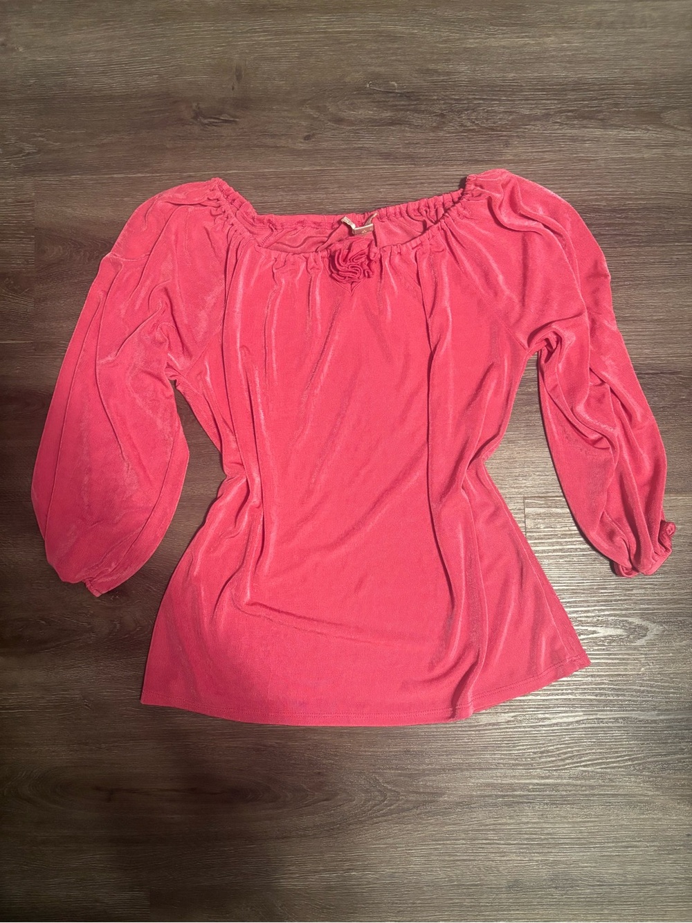 Bettina Star Women's Pink Solid Knit Scoop Neck Blouse, Size M